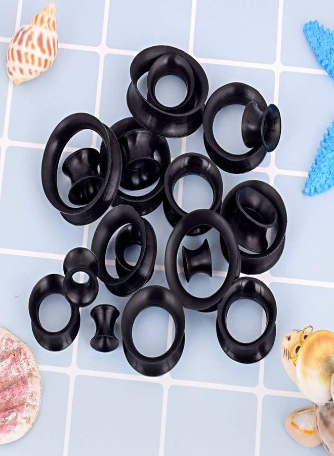 Qmcandy 1 Pair Black Thin Silicone Flexible Ear Skin Hollow Tunnels Plugs Earlets Piercing 1/2 inch - Image 3